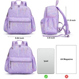 Cute 10 inch mini pack bag backpack for grils children and adult (Embroidery-Purple)