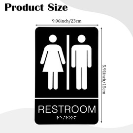 Black Acrylic Bathroom Sign Restroom Signs for Business Unisex with ADA Braille Acrylic Gender Neutral Restroom Sign for Woman and Man Offices Restaurants Toilet Door Wall Decor Black 9.06 × 5.91 Inch