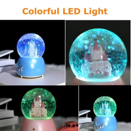 Musical Snow Globe Music Box Crystal Ball illuminated Musical Ornament Melody Artware Birthday Christmas New Year Musical Gift for Girls Children Kids