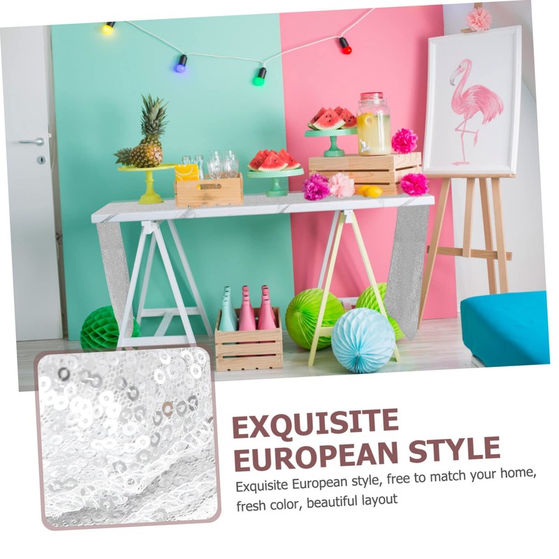 GRIRIW 1Pc Glitter Tablecloth Washable Home Table Runner for Restaurant