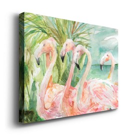 Renditions Gallery Canvas Animal Wall Art Modern Decorations Paintings Pink flamboyant Flamingoes Glam Abstract Romantic Artwork Home Prints for Bedroom Office Kitchen - 18"x27" LT33