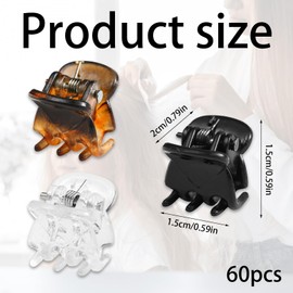 60 Pcs Small Hair Clips Mini Hair Clips Small Claw Clips, Plastic Hair Claws Clips Clamps Non Slip Hair Claws Pins Clamps Hairs Accessories for Girls and Women