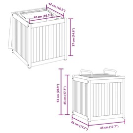 TREATLIFE HOME Ample Storage Solid Wood Acacia and Steel Cushion Box for Outdoor Use, 17.7" x 17.7" x 17.7"/20.9"