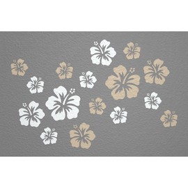 WANDfee Wall Tattoo Hibiscus Flowers Hibiscus Flowers Choice of Colours Wall Sticker Tile Stickers Beige White