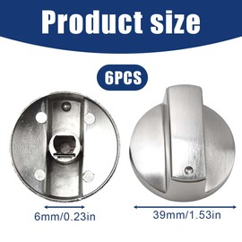 EIH1 6 pieces 6 mm switch knob, gas burner control button, burner replacement knob for burner temperature, ignition button for gas hob, zinc alloy, stove metal, yellow