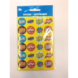 Stickerfitti 96 Comic Strip Super hero Stickers (4 Sheets) Party Favors Teacher Supply KaPow