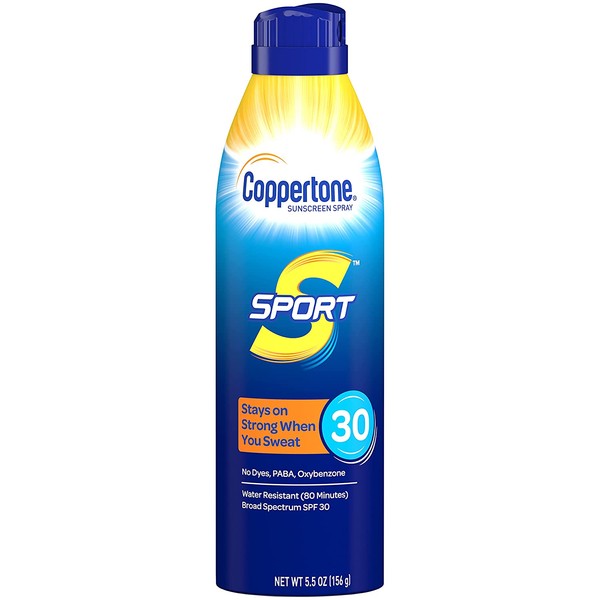 Coppertone SPORT Continuous Sunscreen Spray Broad Spectrum SPF 30 (5.5 Ounce) (Packaging may vary)