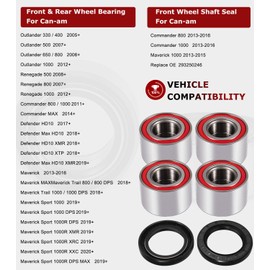 6PCS Wheel Bearings Kit & Front Wheel Shaft Seal for Can-Am Defender/Commander/Maverick/Outlander/Renegade Replaces # 293350040, 705400088, 293350118, Seal 293250246