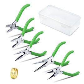 SPEEDWOX Pliers Set of 5 Pliers with Storage Case, Round Pincers, Nipper, Radio Pliers, Lead Pliers, Miniature, Crafting Tool, Lightweight, Small, Spring Included, Cutable, Precision Work, Forging Accessories, Tools, Beads, Crafting Tools, Kit, Repair, M