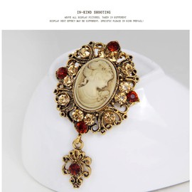 Lozadia Vintage Brooches for Women Ladies Crystal Lady Queen Cameo Brooch Pins Classical Gold Rhinestone Brooch Coat Jacket Dress Scarf Shawl Decoration Accessories Jewellery