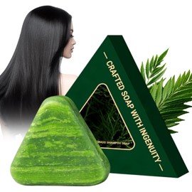 Barra de champú triangular natural - Barra de Champú Sólido Natural con Extracto de Hojas de Thuja Orientalis y Hierba Usnea, para Todo Tipo de Cabello, Espuma Abundante, Fortalece y Suaviza (1Pcs)
