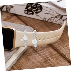 CAXUSD 4pcs Rhinestone Watch Strap Charms Decorative Band Rings Loops for Stylish Watchband Decors for Daily Wear and Parties