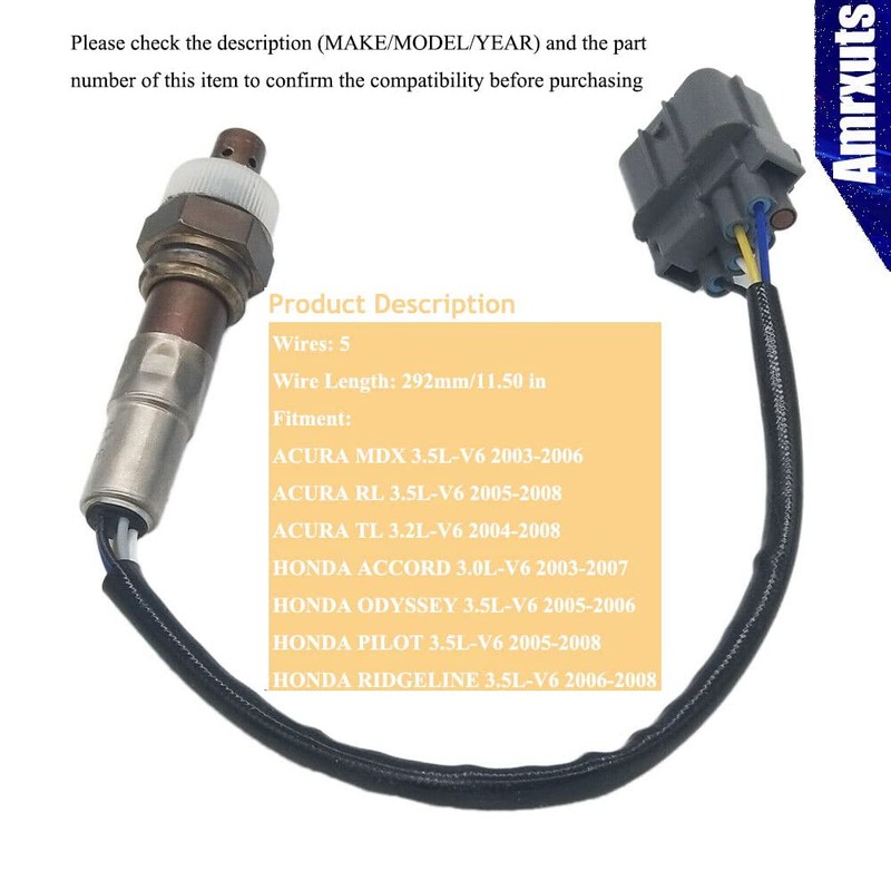 Amrxuts 234-5010 Sensor de oxígeno O2 para Acura 2003-2006 MDX