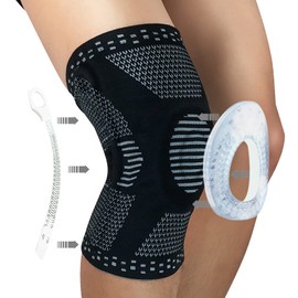 HOPEFORTH Knee Compression Sleeve Brace Support for Knee Pain Men Women with Patella Gel Pads & Side Stabilizers