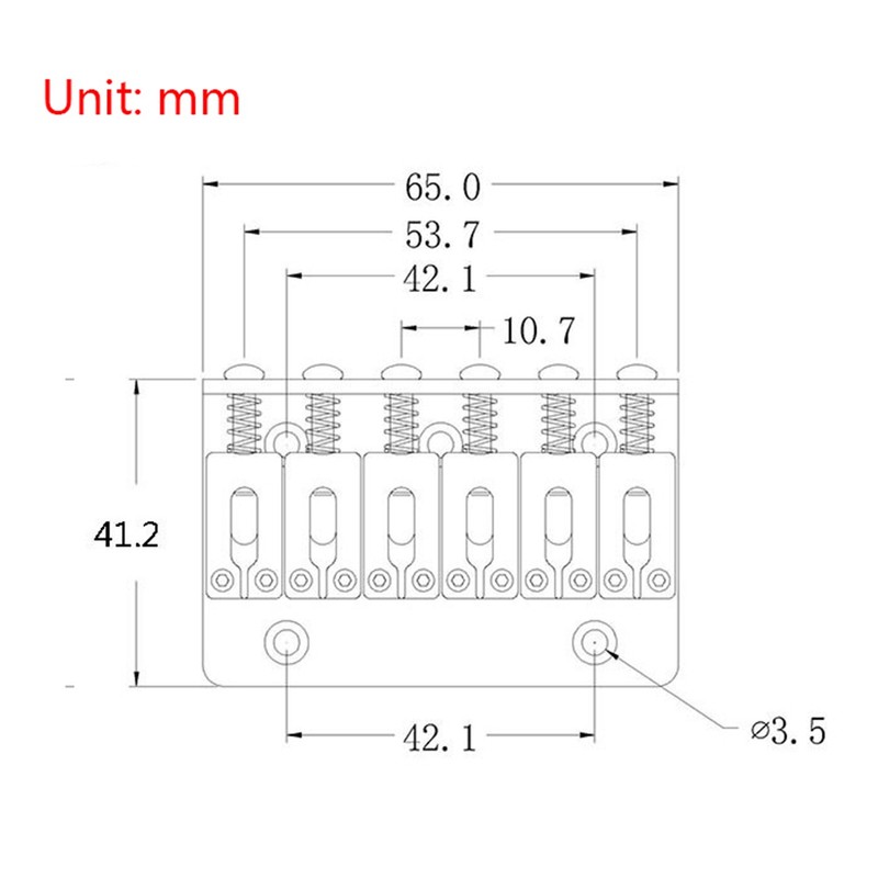 Electric Guitar Bridge 6 Strings 65mm Glossy Metal Guitar Hardtail