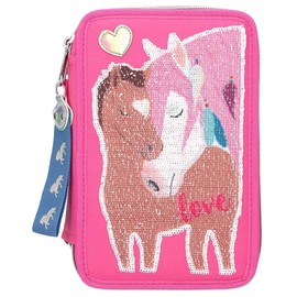 Depesche Miss Melody Love 10529 Pencil Case 3 Compartments with Sequins Approx. 20 x 13 x 7 cm Pink