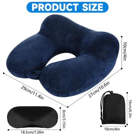 Inflatable Travel Pillow, 2 Pack Neck Pillows for Traveling, Airplanes, Cars, and Offices with Compact Carrying Bag and Blindfold, Soft Washable Pillow for Adult Sleepers