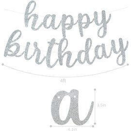 TONIFUL Silbrig Happy Birthday Banner.NO DIY-rote Geburtstagsparty Banner in Skript-vorgestrandete rote Glitter Geburtstag Girlande Ready to Use rote Geburtstagsparty Dekorationen für Dekor