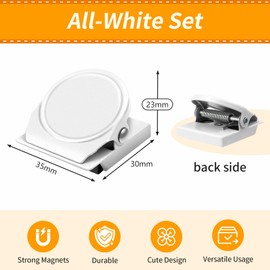 Junarter Magnetic Clips, 8 Pack Fridge Magnet Clips, White Magnetic Clips Heavy Duty, Magnet Clips Heavy Duty, Clips Magnet, Magnet Clips for Fridge, Magnetic Clips for Refrigerator, School, Office
