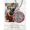 ADMETUS Red St Christopher Necklace Mens Sterling Silver St Christopher