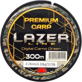 LAZER LINE Premium Carp Monofilament Fishing Line 300 m Diameter 0.28 mm Test 6.1 kg - Camo Green Line - Method Feeder Carp Fishing - Bottom Fishing - Monofilament Fishing Tendon - Nylon Thread Leader