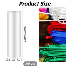 IANFAN 100 Pcs Sneakers Shoe Laces Shortening Repair Aglet Tips, 0.2 Inch Heat Shrink Shoelaces Ends Repair Kit Clear Good Heat Shrinkage Shoe Lace Ends Tips for Shoelace Hoodies Clothing Rope Heads