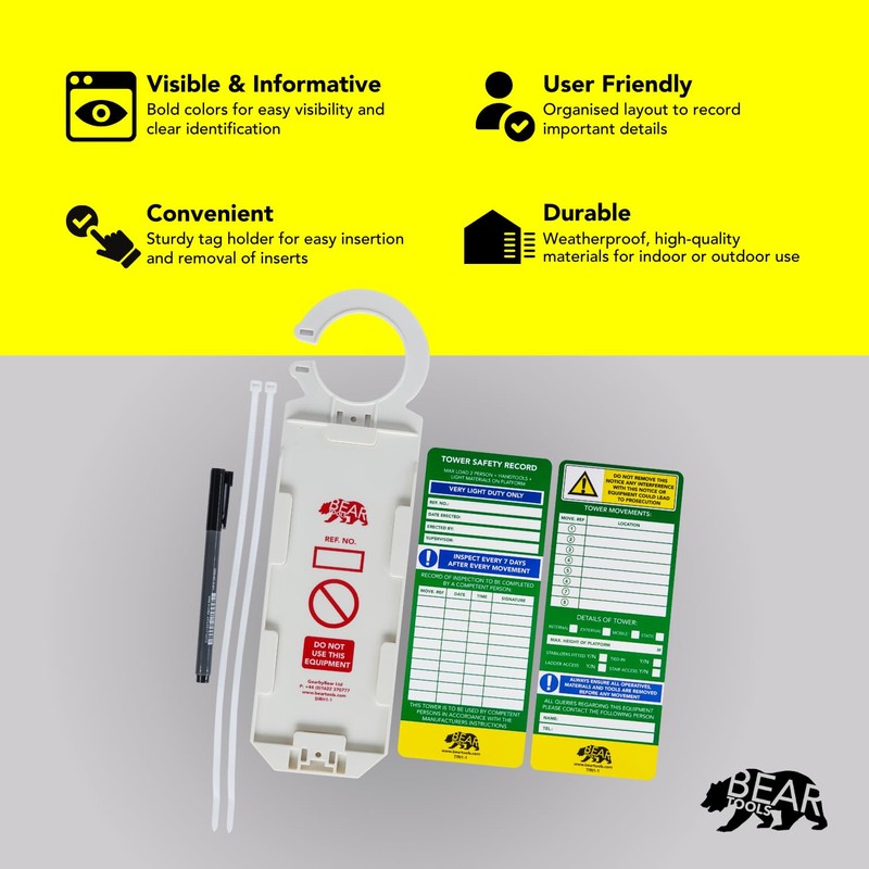 BearTOOLS Tower Inspection Record Kit - Mobile Moving Platform Safety