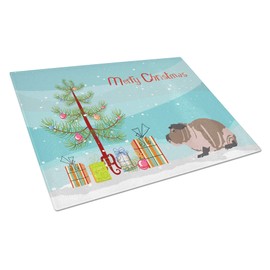 Caroline's Treasures CK4447LCB Skinny Guinea Pig Merry Christmas Glass Cutting Board Large Decorative Tempered Glass Kitchen Cutting and Serving Board Large Size Chopping Board