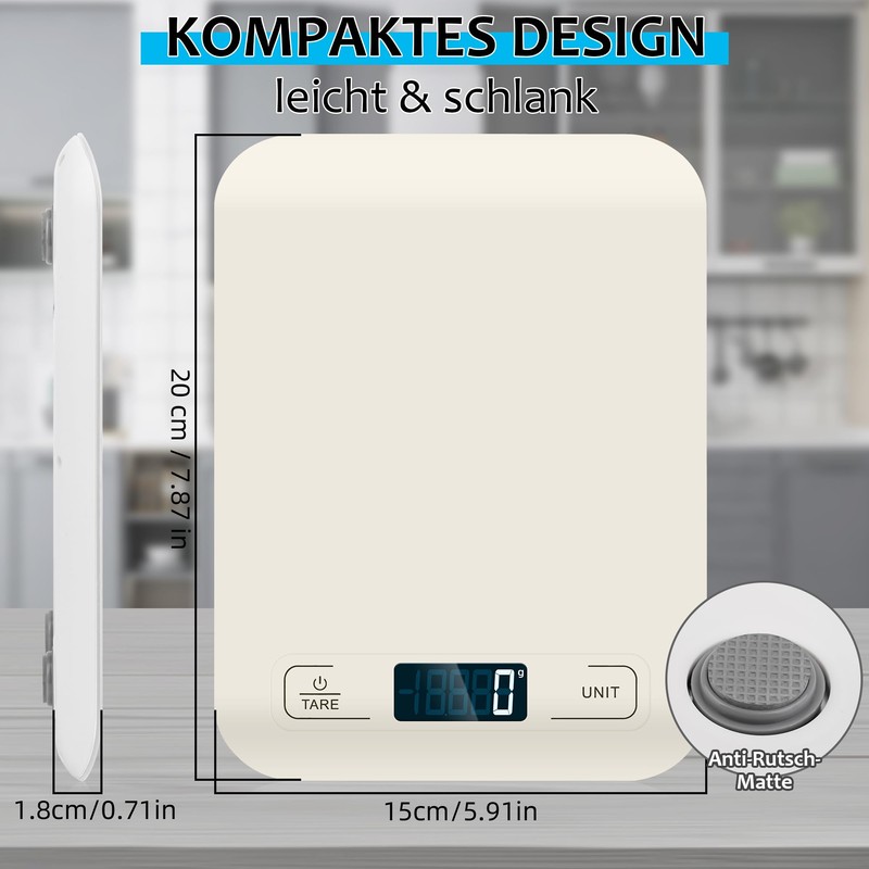Digital Kitchen Scales 10 kg with LCD Display and Tare