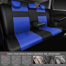 CAR PASS Leather Seat Covers Full Set Universal Water Resistant 3D Foam Back Support, Luxury Comfort Automotive 5 Seat Covers All Season Fit for SUV,Sedan,Van, Airbag Compatible Elegance(Blue Black)