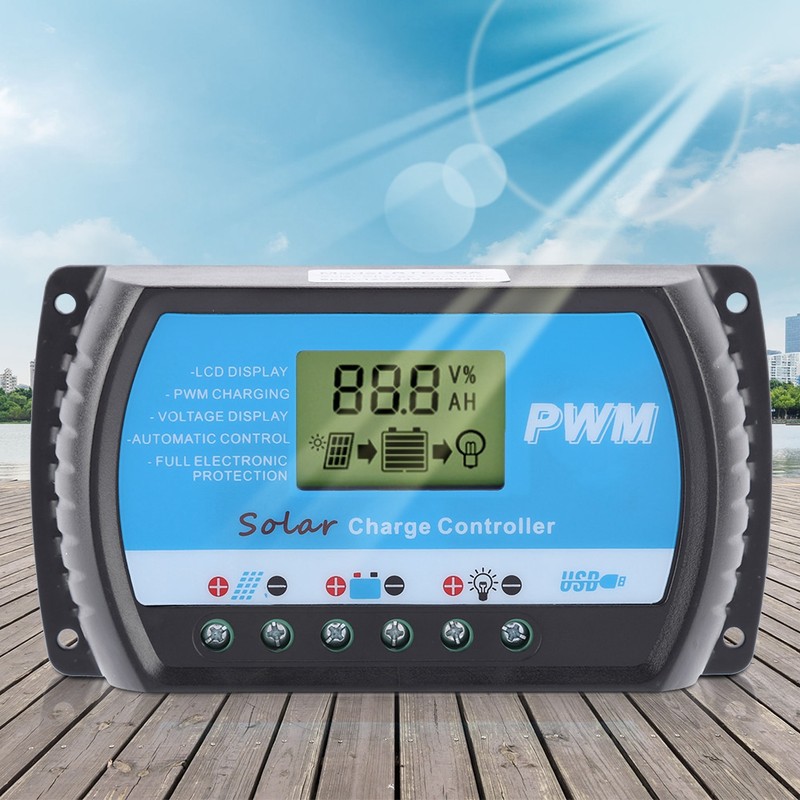 12V 24V PWM Solar Controllers LCD Display Solar Charge Controller