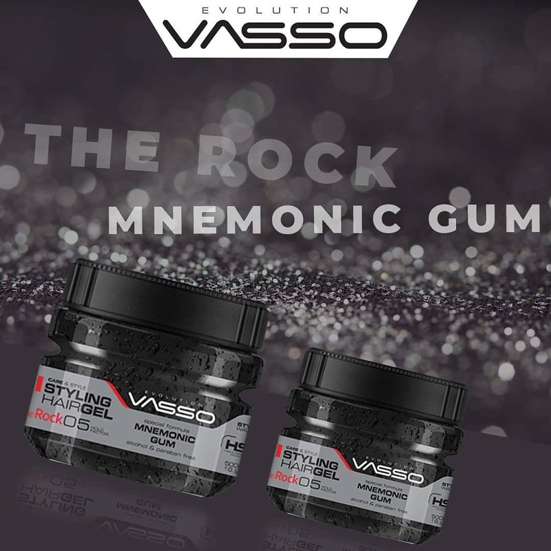 Vasso Styling Hair Gel The Rock 05 Mnemonic Gum, Silver,