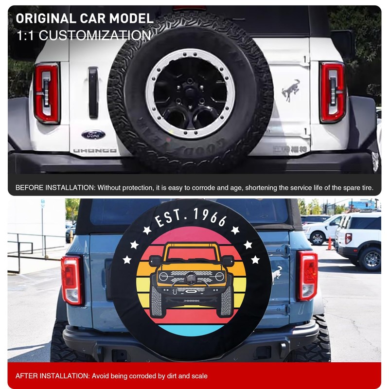 Compatible with Ford Bronco Spare Tire Cover, Digitally Printed Custom
