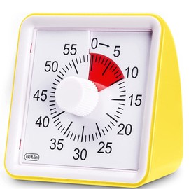 LivingHall Kitchen Timer 60 Minute High Visibility Timer (Yellow, 3.1 x 3.1 x 1.6 inches (8 x 8 x 4 cm)