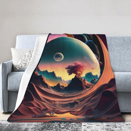 E-RIDES 100x125CM Spherical Landscape at SunsetBlanket, Soft & Cozy for Adults & Kids, Unique Birthday Gift Blanket, Perfect Home Decor Blanket, Ideal for Couch, Bed, Office, Travel, All Seasons