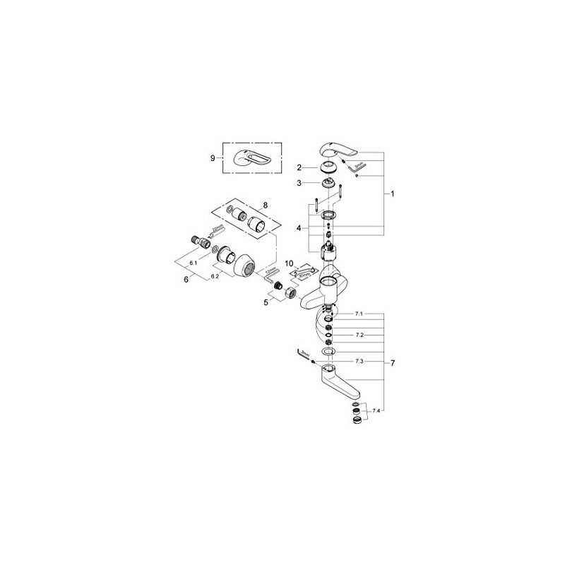 GROHE 32767000 Euroeco Special Basin Mixer Tap, Wall Mounted