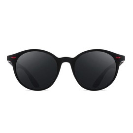 Boolavard Round Polarized Sunglasses Men Women Vintage Style Glasses UV400 Protection (Black/Grey)