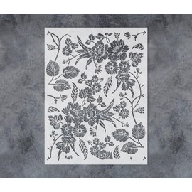 GSS Designs Large Flourish Flower Stencils for Painting on Wood Canvas Paper Fabric Floor Wall Paint Stencil 16x21Inch Reusable DIY Art Craft Stencils for Painting Flowers Leaves