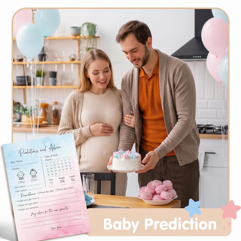 20pcs Gender Reveal Games Baby Prediction Cards Decorations Blue Pink