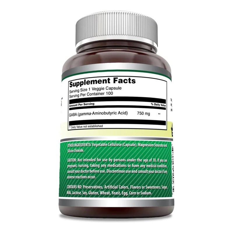 Gaba Para Reducción De Ansiedad Y Estrés 750mg 100 Caps