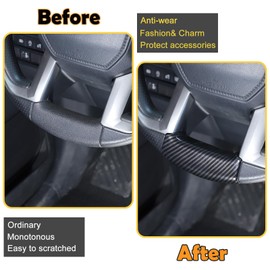 Fit for Toyota Tundra 2022-2023 Steering Wheel Frame Trim, ABS Steering Wheel Button Cover, Car Steering Wheel Panel Protection Frame Molding Sticker (Carbon fiber pattern-B)