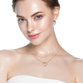 Silver Heart Necklaces for Women Sterling Silver Chain Heart Necklace Pendant Necklace Silver Jewellery for Women Gift