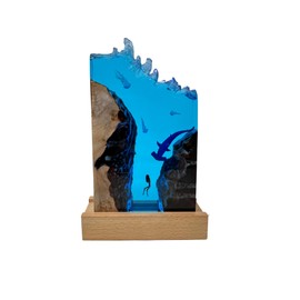 DiscoverSharks Hammerhead LED Ocean Night Light - Recycled Resin Ocean Lamp - Office, Desk, Bathroom or Bedroom Night lamp. Shark Night Light. (Hammerhead Shark)