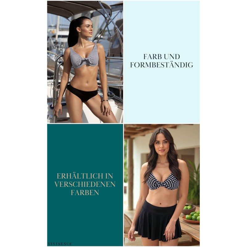 Vivisence 3203 Women's Bikini Bra Soft Cups Striped Pattern -