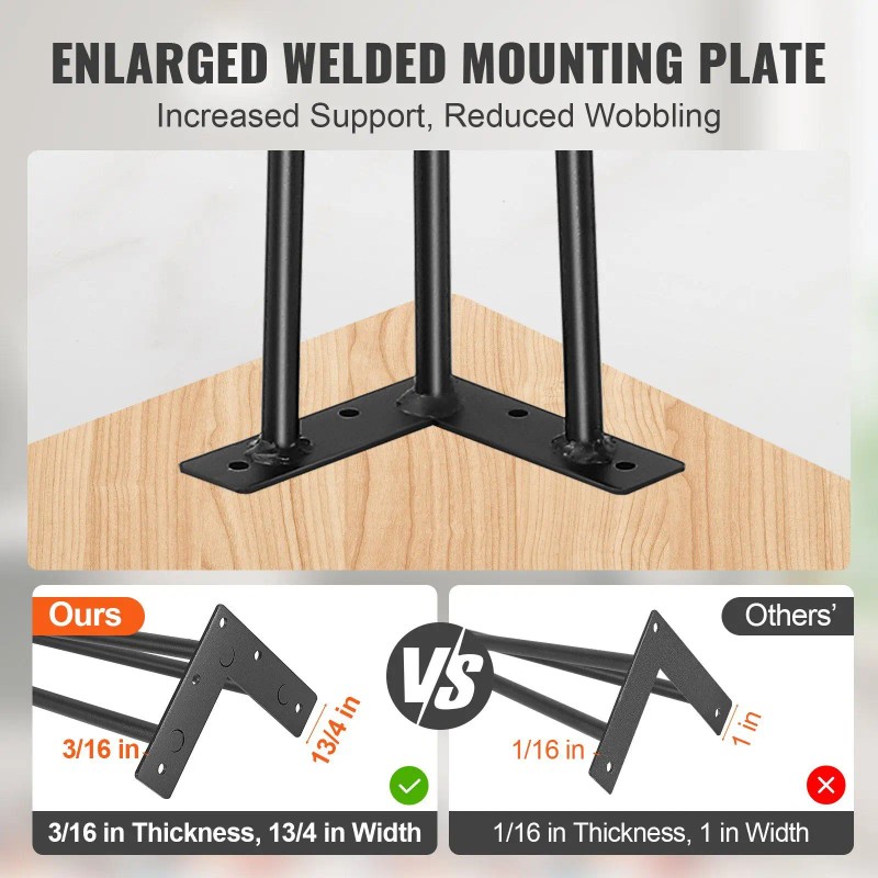 Solid Carbon Steel 28\" Set 4 Hairpin Table Legs Heavy