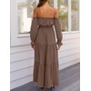 ZESICA Women's 2025 Boho Sexy Off Shoulder Long Sleeve Smocked