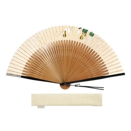HOSEKKEN [Luxury Folding Fan Brand Combines Traditional Craftsmanship and Modern Sensibility] Men's Gentleman [Engi Pattern Auspicious Crest Beige/Navy Blue] Japanese Accessories, Japanese Pattern,