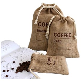 Cereals Jute Woven Bundles Coffee Bean Bags Kitchen Sundries Peas Bags Sacks Date Record Natural Burlap Bags Drawstring Reusable (3, 8.26" X 5.9")