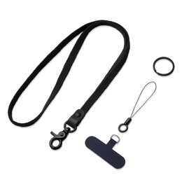 Maidsail Stretchy Neck Lanyard for ID Badge Holder,Thin Keychain Lanyards for Keys, ID Badges,Teacher Lanyard for Women/Men（Black