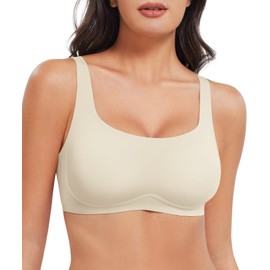 YEOREO Womens Everyday Bra Scoop Wireless Bralette No Underwire Corriney Full Coverage Push Up Bra, White, Medium